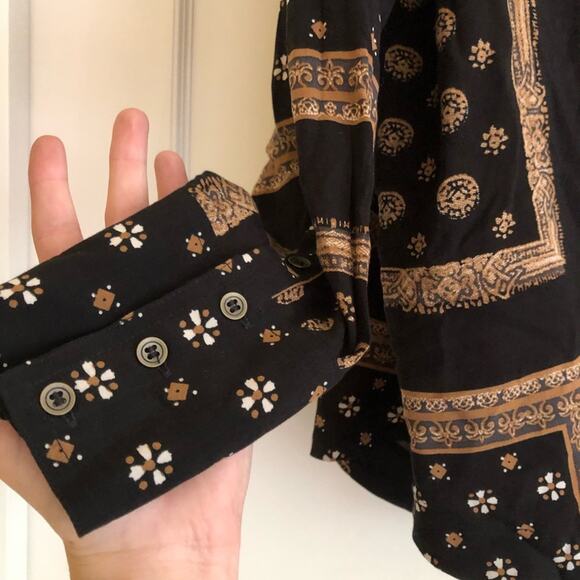 Free People Little Secrets Black Printed Blouse - Picture 5 of 7